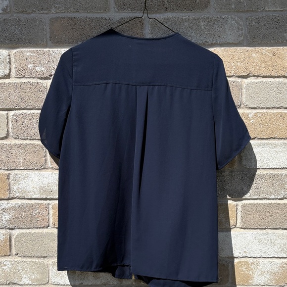 Michael Kors Navy Blouse with Gold Zipper - Picture 2 of 3